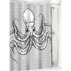 NEW Swimming Octopus Shower Curtain Black White Bathroom Tattoo Sourpuss
